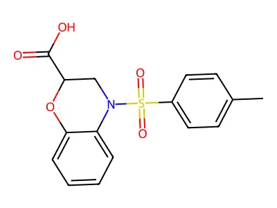 3,4-Dihydro-4-[(4-methylphenyl)sulfonyl]-2H-1,4-benzoxazine-2-carboxylic acid structure
