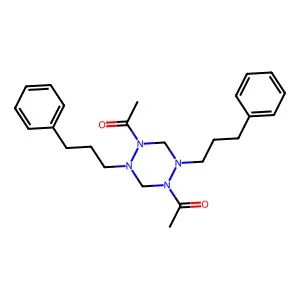 1,2,4,5-Tetrazine, 1,4-diacetylhexahydro-2,5-bis(3-phenylpropyl)- structure