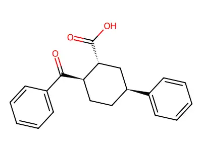 (5S,1R,2R)-5-phenyl-2-(phenylcarbonyl)cyclohexanecarboxylic acid structure