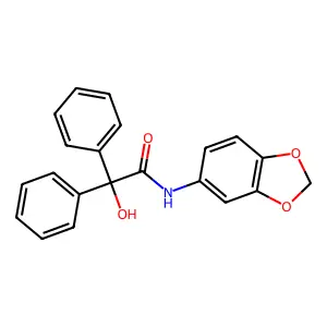 N-1,3-Benzodioxol-5-yl-alpha-hydroxy-alpha-phenylbenzeneacetamide structure