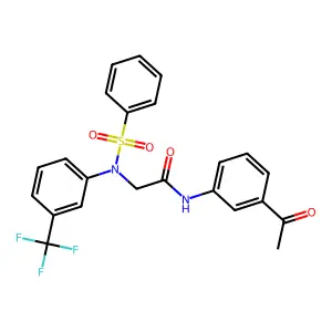 N-(3-acetylphenyl)-2-[N-(benzenesulfonyl)-3-(trifluoromethyl)anilino]acetamide structure