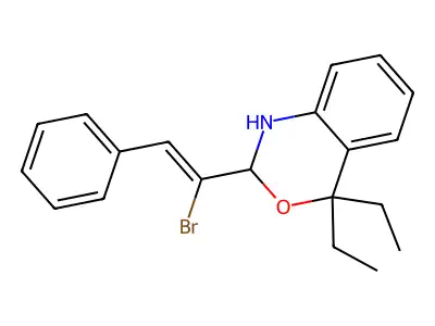 2-(1-Bromo-2-phenylethenyl)-4,4-diethyl-1,4-dihydro-2H-3,1-benzoxazine structure