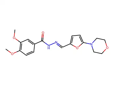 3,4-dimethoxy-N'-{[5-(4-morpholinyl)-2-furyl]methylene}benzohydrazide structure