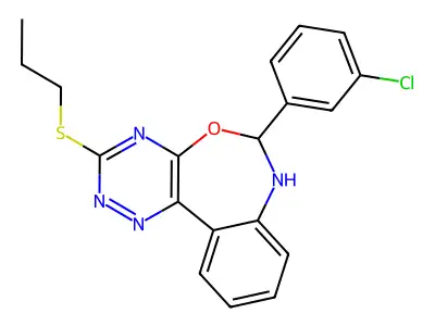 6-(3-chlorophenyl)-3-(propylsulfanyl)-6,7-dihydro[1,2,4]triazino[5,6-d][3,1]benzoxazepine structure