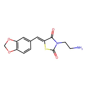 3-(2-aminoethyl)-5-[(1,3-dioxaindan-5-yl)methylidene]-1,3-thiazolidine-2,4-dione structure