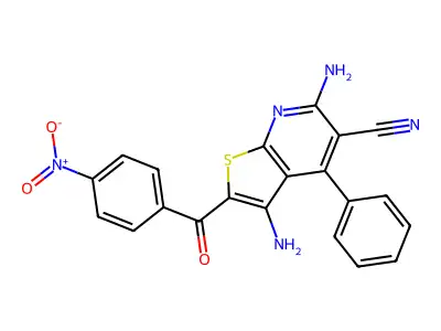 3,6-Diamino-2-(4-nitrobenzoyl)-4-phenylthieno[2,3-b]pyridine-5-carbonitrile structure