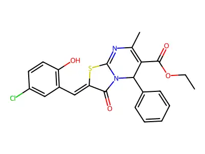 ethyl (2Z)-2-[(5-chloro-2-hydroxyphenyl)methylidene]-7-methyl-3-oxo-5-phenyl-5H-[1,3]thiazolo[3,2-a]pyrimidine-6-carboxylate structure