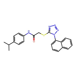 2-(1-naphthalen-1-yltetrazol-5-yl)sulfanyl-N-(4-propan-2-ylphenyl)acetamide structure