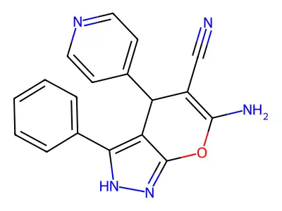 6-Amino-3-phenyl-4-(4-pyridinyl)-1,4-dihydropyrano[2,3-c]pyrazole-5-carbonitrile structure