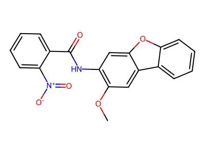 N-(2-methoxydibenzofuran-3-yl)-2-nitrobenzamide structure