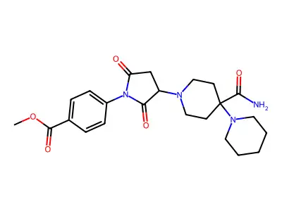 methyl 4-[3-(4'-carbamoyl-1,4'-bipiperidin-1'-yl)-2,5-dioxopyrrolidin-1-yl]benzoate structure