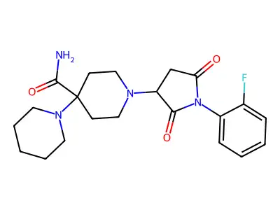 1'-[1-(2-fluorophenyl)-2,5-dioxopyrrolidin-3-yl]-1,4'-bipiperidine-4'-carboxamide structure