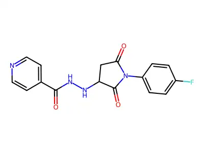 N'-[1-(4-fluorophenyl)-2,5-dioxopyrrolidin-3-yl]pyridine-4-carbohydrazide structure