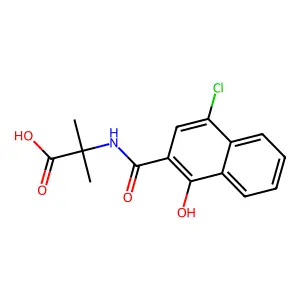 2-[(4-Chloro-1-hydroxynaphthalene-2-carbonyl)amino]-2-methylpropanoic acid structure