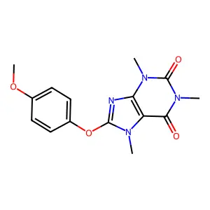 8-(4-Methoxyphenoxy)-1,3,7-trimethylpurine-2,6-dione structure
