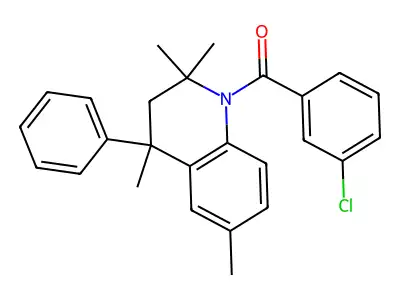 (3-chlorophenyl)(2,2,4,6-tetramethyl-4-phenyl-3,4-dihydroquinolin-1(2H)-yl)methanone structure