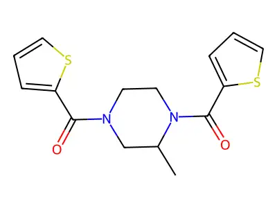 [3-Methyl-4-[oxo(thiophen-2-yl)methyl]-1-piperazinyl]-thiophen-2-ylmethanone structure