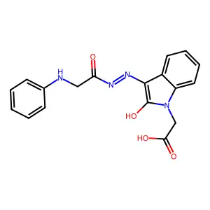 (3-((Anilinoacetyl)hydrazono)-2-oxo-2,3-dihydro-1H-indol-1-YL)acetic acid structure