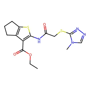 ethyl 2-(2-((4-methyl-4H-1,2,4-triazol-3-yl)thio)acetamido)-5,6-dihydro-4H-cyclopenta[b]thiophene-3-carboxylate structure