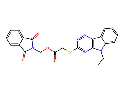 (1,3-dioxo-1,3-dihydro-2H-isoindol-2-yl)methyl [(5-ethyl-5H-[1,2,4]triazino[5,6-b]indol-3-yl)sulfanyl]acetate structure