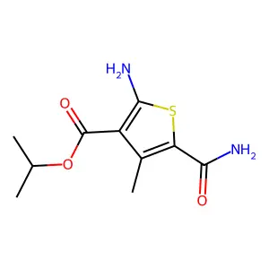 Isopropyl 2-amino-5-(aminocarbonyl)-4-methylthiophene-3-carboxylate structure