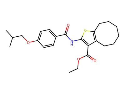 ethyl 2-[(4-isobutoxybenzoyl)amino]-4,5,6,7,8,9-hexahydrocycloocta[b]thiophene-3-carboxylate structure