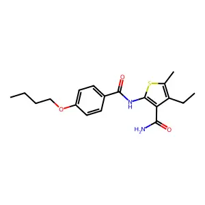 2-[(4-Butoxybenzoyl)amino]-4-ethyl-5-methylthiophene-3-carboxamide structure