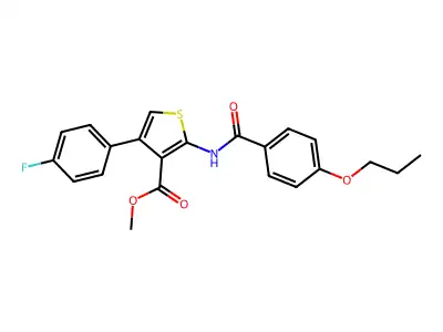 Methyl 4-(4-fluorophenyl)-2-[(4-propoxybenzoyl)amino]-3-thiophenecarboxylate structure