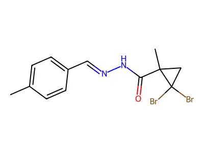 2,2-Dibromo-1-methylcyclopropanecarboxylic acid 2-[(4-methylphenyl)methylene]hydrazide structure
