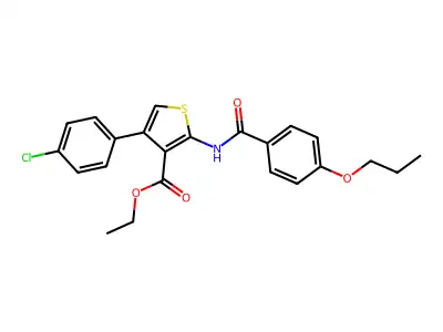 Ethyl 4-(4-chlorophenyl)-2-[(4-propoxybenzoyl)amino]-3-thiophenecarboxylate structure