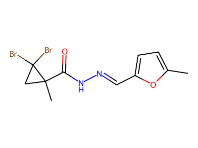 2,2-Dibromo-1-methylcyclopropanecarboxylic acid 2-[(5-methyl-2-furanyl)methylene]hydrazide structure