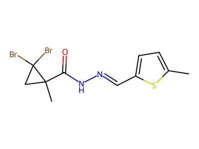 2,2-Dibromo-1-methylcyclopropanecarboxylic acid 2-[(5-methyl-2-thienyl)methylene]hydrazide structure
