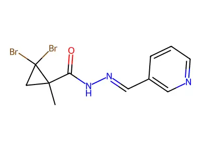 2,2-Dibromo-1-methylcyclopropanecarboxylic acid 2-(3-pyridinylmethylene)hydrazide structure