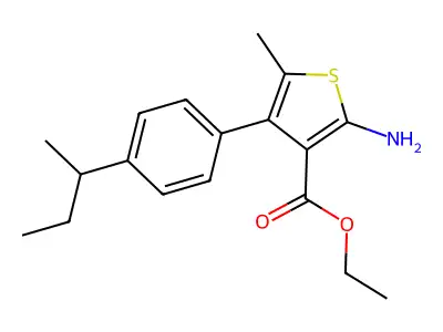 Ethyl 2-amino-4-(4-sec-butylphenyl)-5-methylthiophene-3-carboxylate structure