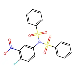 N-(benzenesulfonyl)-N-(4-fluoro-3-nitrophenyl)benzenesulfonamide structure