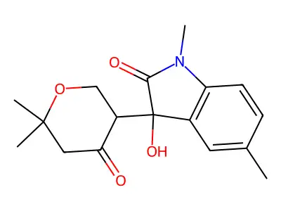 3-(6,6-Dimethyl-4-oxooxan-3-yl)-3-hydroxy-1,5-dimethylindol-2-one structure