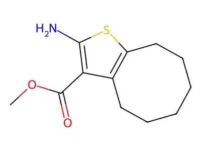 Methyl 2-amino-4,5,6,7,8,9-hexahydrocycloocta[b]thiophene-3-carboxylate structure
