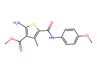 Methyl 2-amino-5-[(4-methoxyphenyl)carbamoyl]-4-methylthiophene-3-carboxylate structure