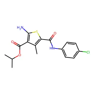 propan-2-yl 2-amino-5-[(4-chlorophenyl)carbamoyl]-4-methylthiophene-3-carboxylate structure