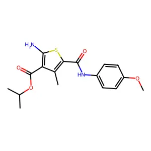 propan-2-yl 2-amino-5-[(4-methoxyphenyl)carbamoyl]-4-methylthiophene-3-carboxylate structure