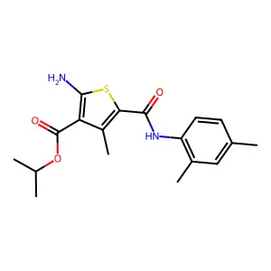 propan-2-yl 2-amino-5-[(2,4-dimethylphenyl)carbamoyl]-4-methylthiophene-3-carboxylate structure