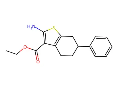 Ethyl 2-amino-6-phenyl-4,5,6,7-tetrahydro-1-benzothiophene-3-carboxylate structure