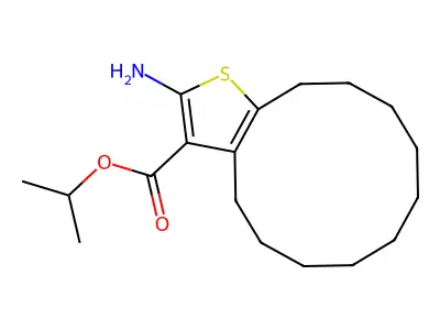 isopropyl 2-amino-4,5,6,7,8,9,10,11,12,13-decahydrocyclododeca[b]thiophene-3-carboxylate structure