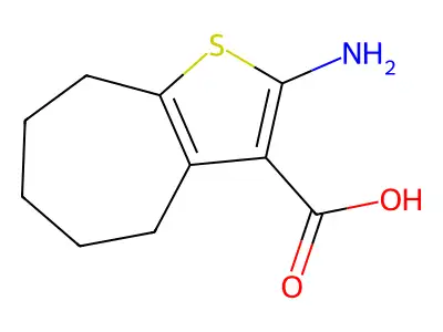 2-amino-5,6,7,8-tetrahydro-4H-cyclohepta[b]thiophene-3-carboxylic acid structure