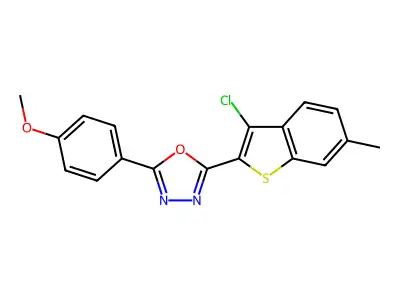 2-(3-Chloro-6-methyl-1-benzothiophen-2-yl)-5-(4-methoxyphenyl)-1,3,4-oxadiazole structure