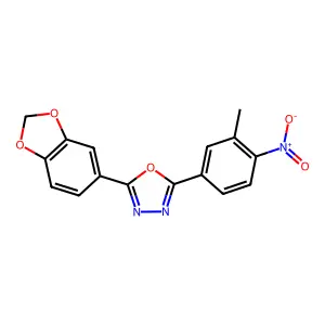 2-(1,3-Benzodioxol-5-yl)-5-(3-methyl-4-nitrophenyl)-1,3,4-oxadiazole structure