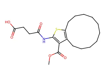 4-((3-(methoxycarbonyl)-4,5,6,7,8,9,10,11,12,13-decahydrocyclododeca[b]thiophen-2-yl)amino)-4-oxobutanoic acid structure