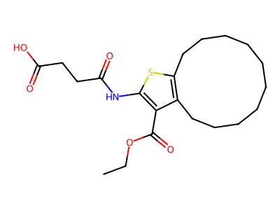 4-{[3-(ethoxycarbonyl)-4,5,6,7,8,9,10,11,12,13-decahydrocyclododeca[b]thiophen-2-yl]amino}-4-oxobutanoic acid structure
