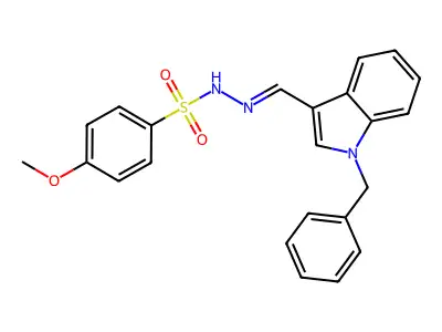 N-[(E)-(1-benzylindol-3-yl)methylideneamino]-4-methoxybenzenesulfonamide structure