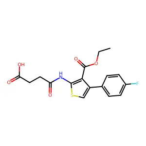 3-{N-[3-(ethoxycarbonyl)-4-(4-fluorophenyl)-2-thienyl]carbamoyl}propanoic acid structure